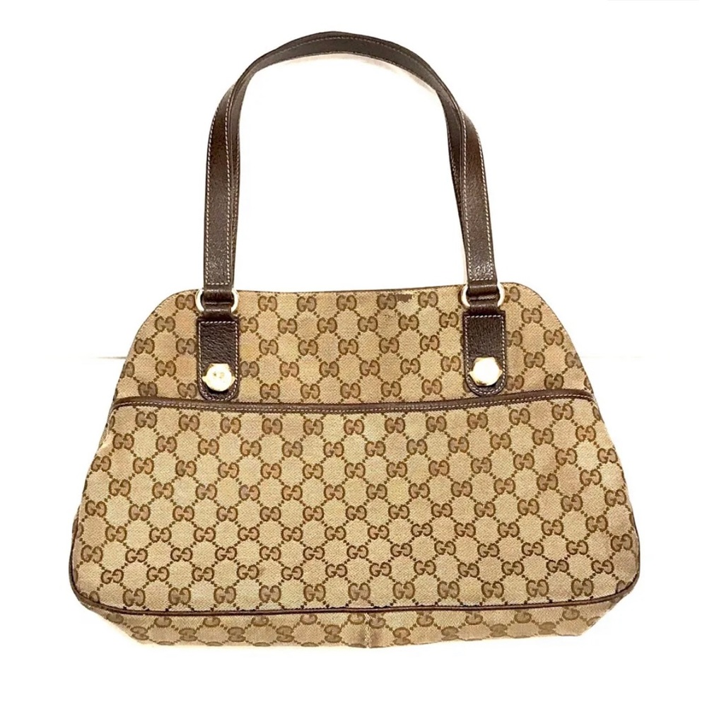 GUCCI Monogram Handbag Charmy Brown Leather MADE IN ITALY